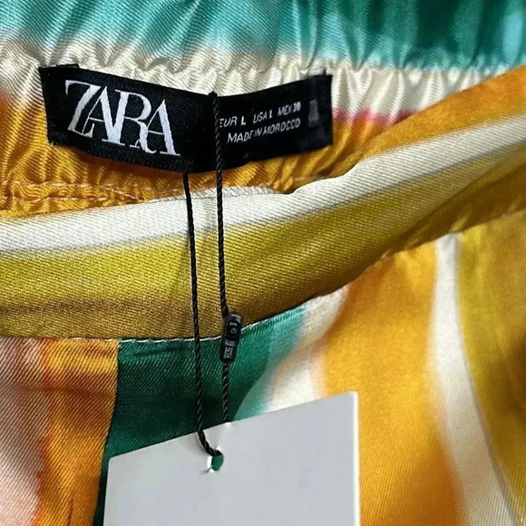 Zara STRIPED PRINT STRAIGHT CUT PANTS - Picture 7 of 9